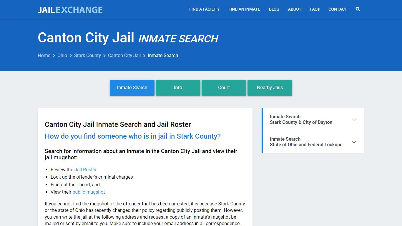 Inmate Search: Roster & Mugshots - Canton City Jail, OH